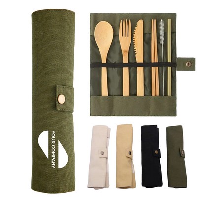 Flatware Cutlery Bamboo Set Outdoor Utensils Tableware