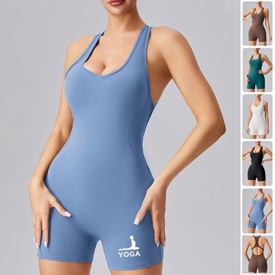 Women One Piece Sleeveless Backless Jumpsuit with Pads