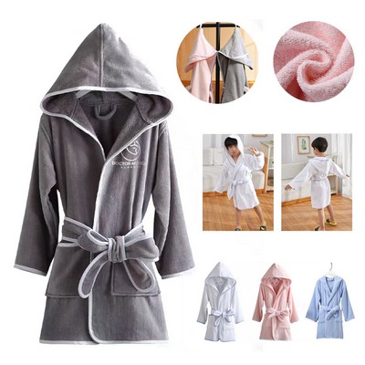 100% Cotton Kids Hooded Bathrobe