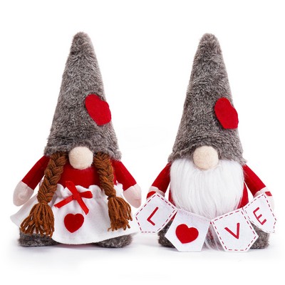 Valentine's Day Gnome Ornament Faceless Charming Plush Dwarf Figurine