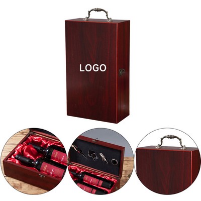 Wood Wine Box With 4 Accessories Set