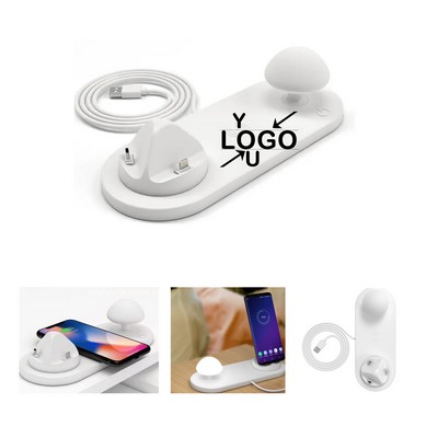 10W Wireless Charger with Mushroom Night Light