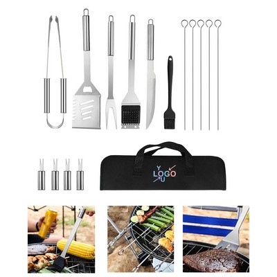 15-Piece Stainless Steel Grill Set with Case