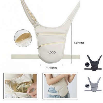 Compact Crossbody Sling With 3 Zipper Pockets