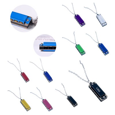 Tiny Musical Harmonica Pendant Necklace