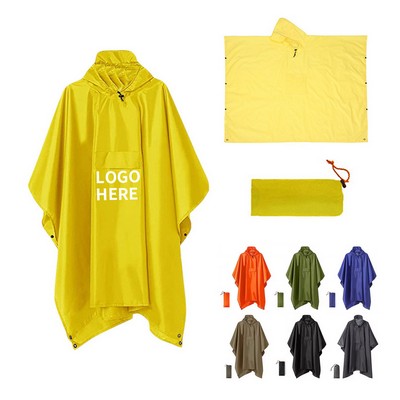Compact Hooded Rain Poncho