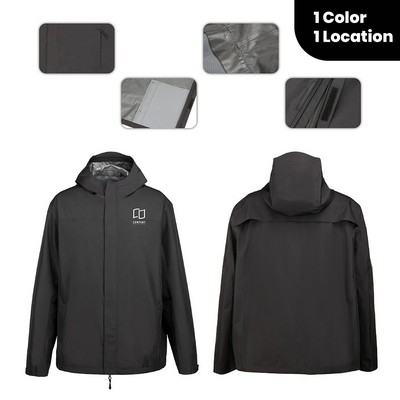 Custom Printed Men's Lightweight Rain Hooded Jacket