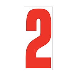 Red On White Number 2 Vinyl Stickers