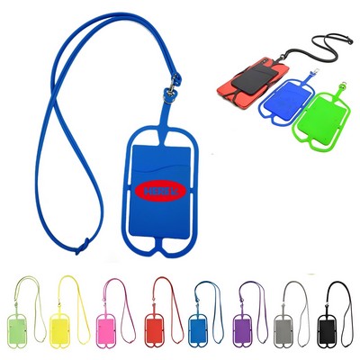 Silicone Lanyard Phone Holder Wallet with Neck Strap