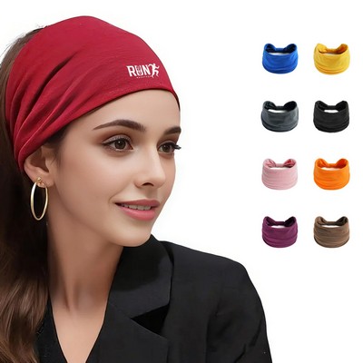 Solid Color Wide-Brimmed Elastic Sweat-wicking Sports Headband