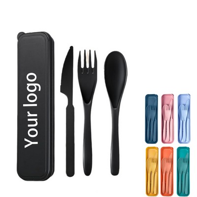 Portable Tableware Knife Fork Spoon Set Travel Cutlery Set with Case