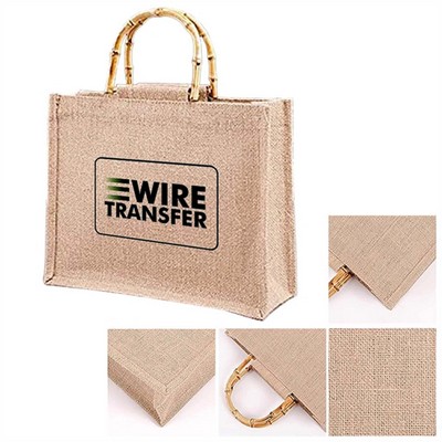 Jute Tote Bags with Bamboo Handles