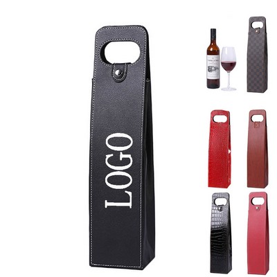 Durable PU Leather Wine Tote Bag