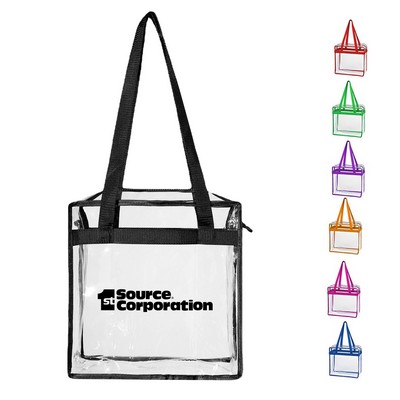 Clear PVC Stadium Tote Bag with Zipper & Handle