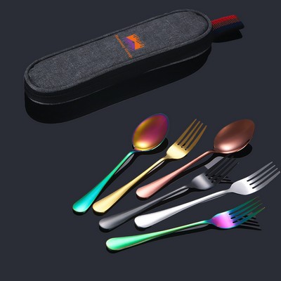 Portable 304 Stainless Steel Cutlery Set with Storage Bag