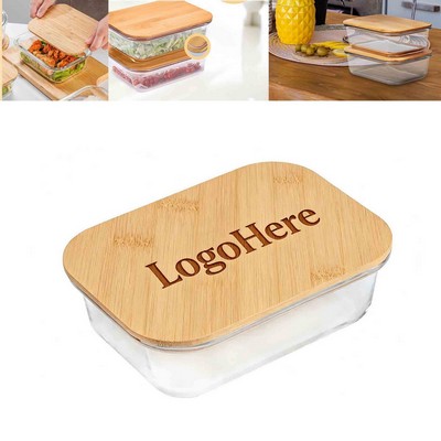 MOQ25 Glass Food Storage Containers with Bamboo Lids