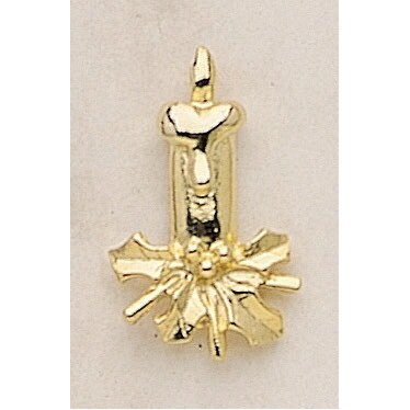 Xmas Candle w/ Holly Marken Design Cast Lapel Pin (Up to 1 1/4")