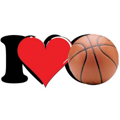 I Love Basketball Promotional Magnet w/ Strip Magnet (12 Square Inch)