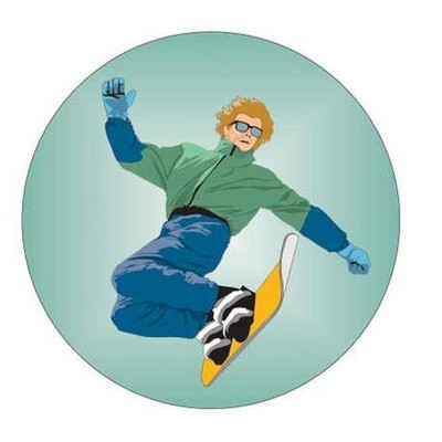 Snowboarding Metal Round Photo Magnet (2 1/2" Diameter)