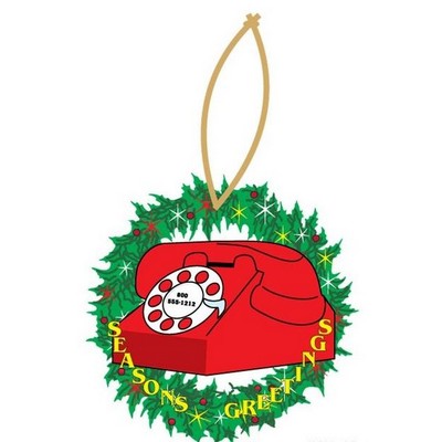 Rotary Dial Telephone Executive Wreath Ornament w/ Mirror Back (4 Square Inch)