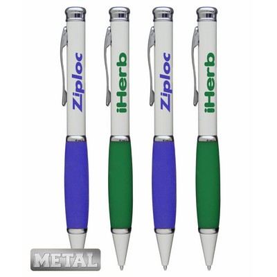 Union Printed Pearl Lacquered Chrome Pen with Colored Grip
