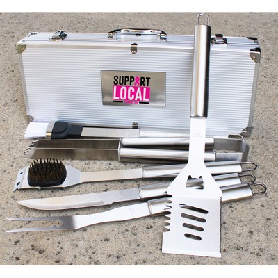 6 Piece Stainless BBQ Tool Set in Aluminum Case