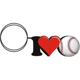 I Love Baseball Gift Shop Key Chain w/Clear Mirrored Back (3 Square Inch)