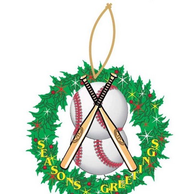 Baseballs & Bats Wreath Ornament w/ Clear Mirrored Back (12 Square Inch)