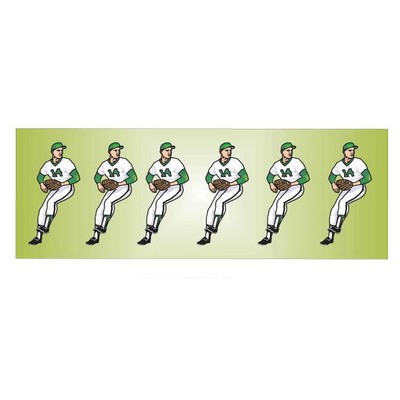 Baseball Player Panoramic Badge w/ Bar Pin (1.625"x4.625")