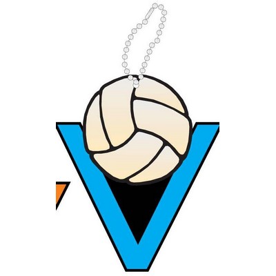 Volleyball in "V" Promotional Key Chain w/ Black Back (12 Square Inch)