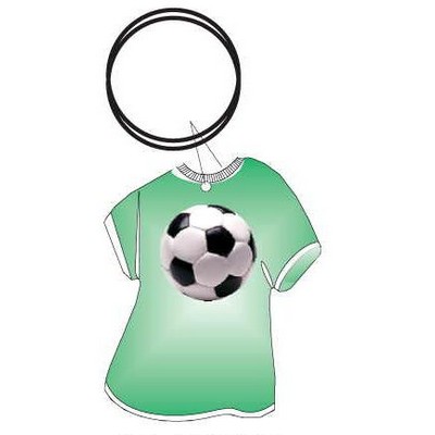 Soccer Ball T-Shirt Key Chain w/Clear Mirrored Back (4 Square Inch)