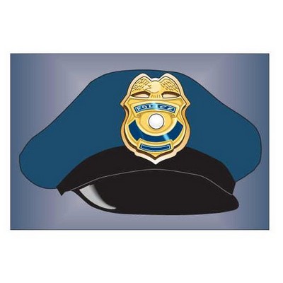 Police Cap Rectangle Metal Photo Magnet (2"x3")