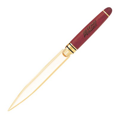 Rosewood Handle Letter Opener w/ Satin Gold Accent