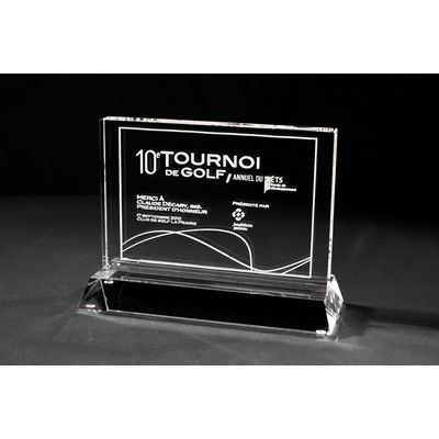 2D Horizontal Crystal Award w/Base (6 x 4 x 5/8")