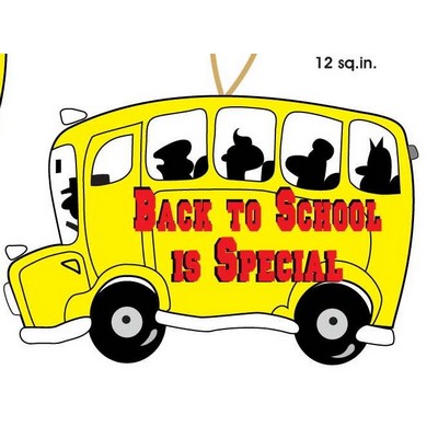 School Bus w/ Slogan Ornament w/ Mirrored Back (12 Square Inch)
