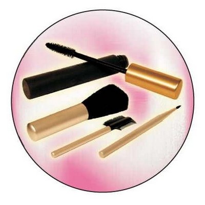Makeup Brush Set Round Badge w/ Bar Pin (2 1/2")