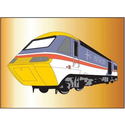 Modern Train Rectangle Badge w/ Bar Pin (2 1/2"x3 1/2")