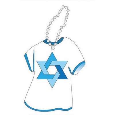 Star Of David Promotional T Shirt Key Chain w/ Black Back (4 Square Inch)
