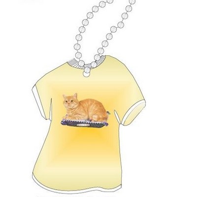 European Shorthair Cat T Shirt Key Chain w/ Black Back (4 Square Inch)