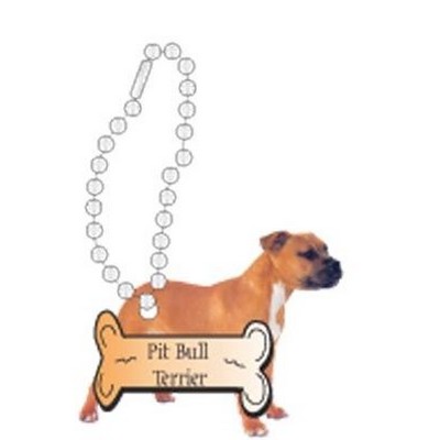 Pitbull Terrier Dog Promotional Key Chain w/ Black Back (3 Square Inch)