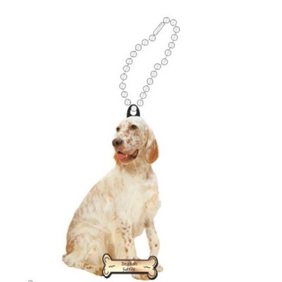 English Setter Dog Promotional Key Chain w/ Black Back (4 Square Inch)