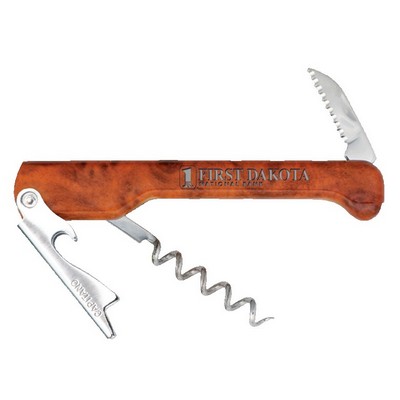 Capitano® Waiter's Corkscrew w/Burlwood Brown Handle