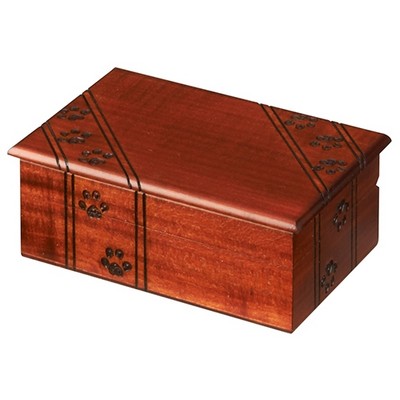 Cherry Wood Brown Paw Print Box (6 1/2"x4 1/4"x2 3/8")