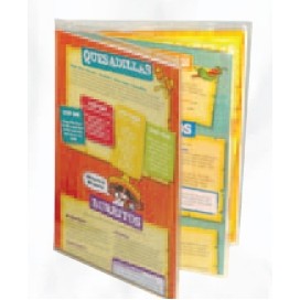 Clear Heat Sealed Triple Panel 6 View Menu Jackets (8 1/2"x14" Inserts)PER DOZEN