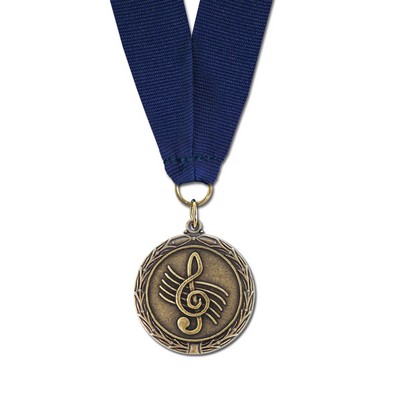 Music Cast MX Medal w/Grosgrain Neck Ribbon (1½")