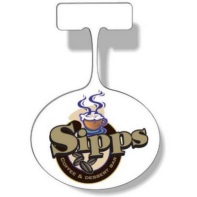 .010 White Gloss Plastic Shelf Dangler, 2.75"x3.5" Oval, Full Color