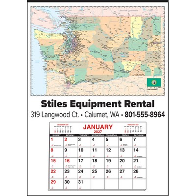 Small Washington State Map Full Apron Calendar