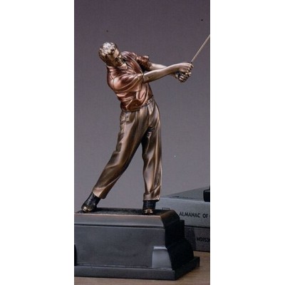 Golfer Swinging Club Trophy w/Rectangle Base (7"x12")