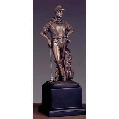 Golfer Leaning on Club Trophy w/Square Base (4"x11")
