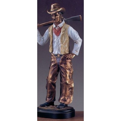 Painted Cowboy w/Rifle on Shoulder Trophy & Oval Base (7"x13.5")